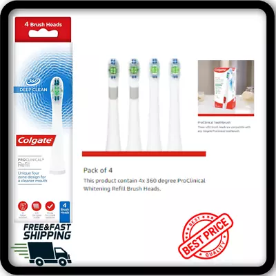 4X Genuine Colgate Omron Toothbrush Heads Proclinical 360 Deep Clean White Pack • £18.99