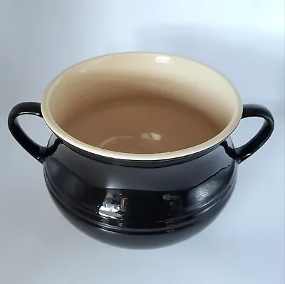 Le Creuset Large Casserole Bean Soup Pot Double Handle Black Cookware • £26.99