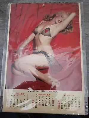 Vintage 1955 Marilyn Monroe Nude Calendar Spiral Bound Pinup Poster Antique Rare • $50