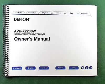 Denon AVR-X2200W Instruction Manual: Full Color 290 Pages & Protective Covers! • $61.16