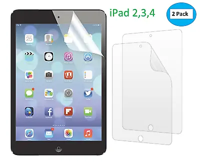 2X Clear Screen Protector Guard Cover For Apple IPad 4 3 & 2 Gen Cloth +App Card • £2.80