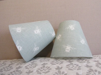 £22 • Buy Handmade Candle Clip Lampshade In Fryetts Bumble Bee Duck Egg Blue Fabric