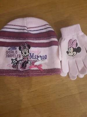Girls Minnie Mouse Hat And Glove Set Age 6-10 • £2.50
