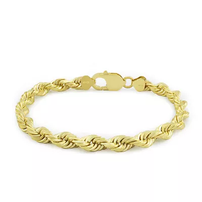 10k Yellow Gold Mens 6mm Diamond Cut Rope Genuine Italian Chain Link Bracelet 9  • $266.99