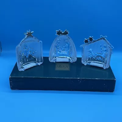 MIKASA Golden Stars Frosted Crystal Nativity Sculpture Set Made In Germany 3 Pc • $39.99