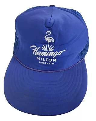 $18.88 • Buy Vintage Flamingo Hilton Hotel Laughlin Blue Snapback Rope Trucker Hat Nissin 