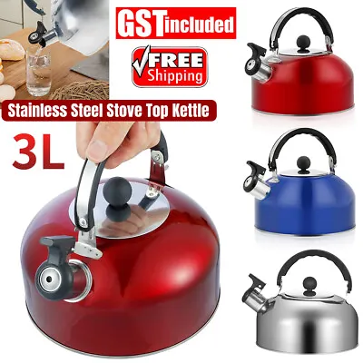 3L Stainless Steel Stove Top Kettle Whistling Camping Kitchen Gas Hob Tea Pot • $17.95