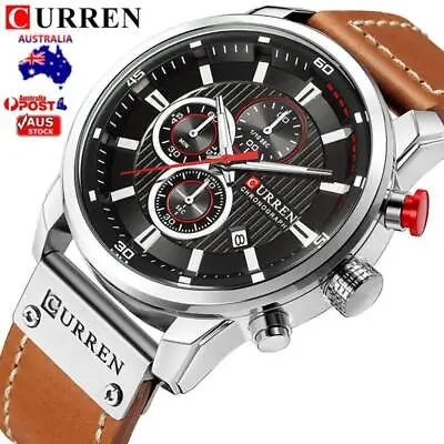 Curren Military Quartz Mens Watches Luxury Leather Watch Sport Wrist Watch New✅✅ • $36.99