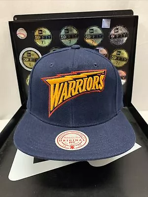 Golden State Warriors Mitchell & Ness “XL Wordmark Collection” Navy Snapback Hat • $34.99