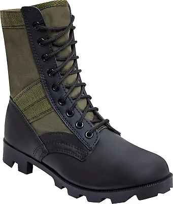 Olive Drab Leather Military Jungle Boots Panama Sole Tactical Fatigue Army OD • $45.99