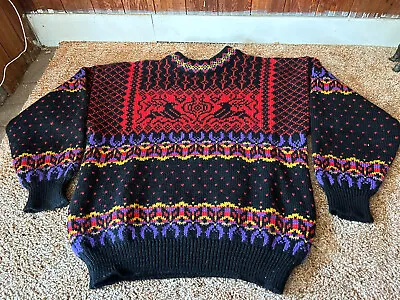 DALE OF NORWAY Classic Fair Isle Wool Knit Ski Sweater Size XS Reindeer • $79.99