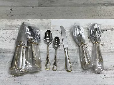 Mikasa Gold-Accent Cameo Gold On 18/10 Stainless Steel 52 Piece Flatware Set • $135.99