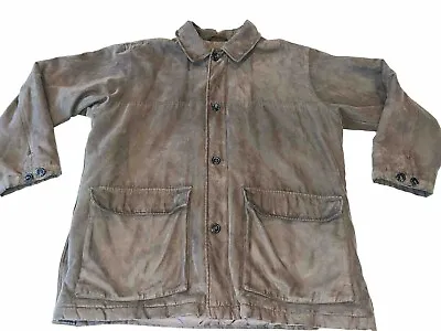 John Henry Mens Large Jacket Winter Coat Micro Suede Brown Vintage Full Zip • $23.98