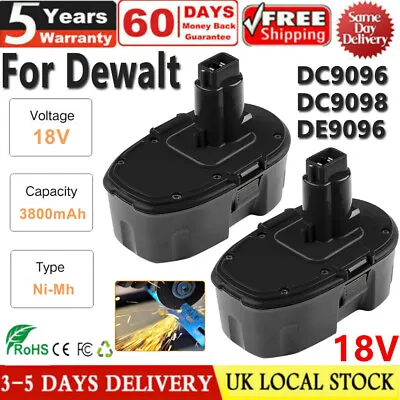 £21.55 • Buy 2x 18V 3.8AH Ni-MH XRP Battery For Dewalt DC9096 DC9098 DE9096 DW9095 DE9095 UK
