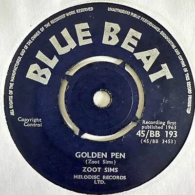 Zoot Sims Golden Pen Vinyl 7” Bluebeat Uk 1963 Pro Cleaned • £45