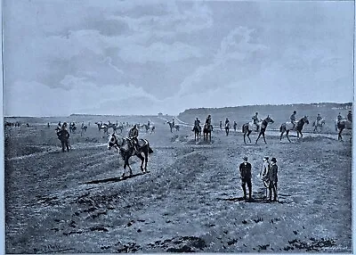 1895 Bury Hill Newmarket Suffolk Photo Print. Antique. Racehorses Training. • £6.18