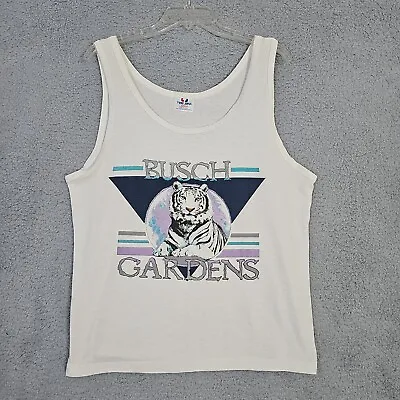 Vintage Busch Gardens Tampa Florida Tank Top Tiger Shirt Made In USA 90s Size L • $28.50