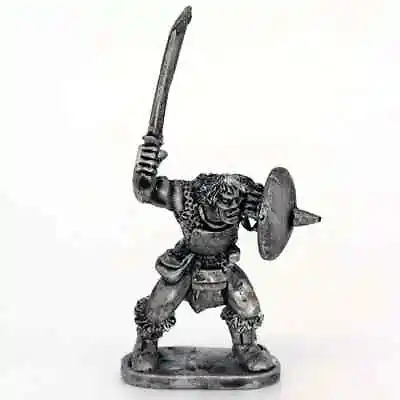 Half Orc With Sword Held High 28mm Unpainted Metal Wargames • £2.42