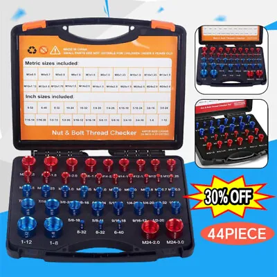 44pc Inch & Metric Set Nut & Bolt Thread Checker Identifier Thread Gauges-Box: • $36.07