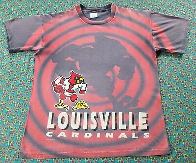 Vintage 90's Louisville Cardinals Shirt AOP Size Large • $85