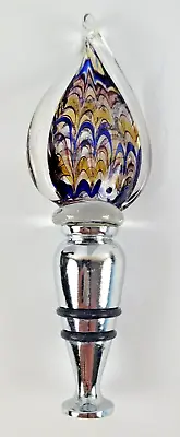 Wine Stopper Murano-Like 5  Decorated Glass Multi-Colored Swirls Ornate Unusual • $8.99