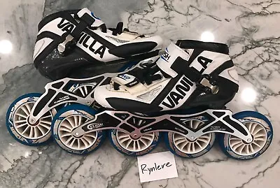 Vanilla VNLA Flash Inline Speed Roller Skates Size 7 White Black Blue Unisex • $180