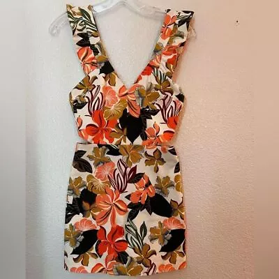 Zara Tropical Floral Ruffle Sleeveless Cut Out Skort Playsuit Romper • $50