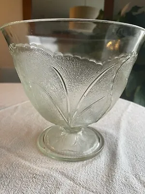 Indiana Glass Vintage Pebble Leaf  Punch  Design Bowl - 9  Inch • $18.99