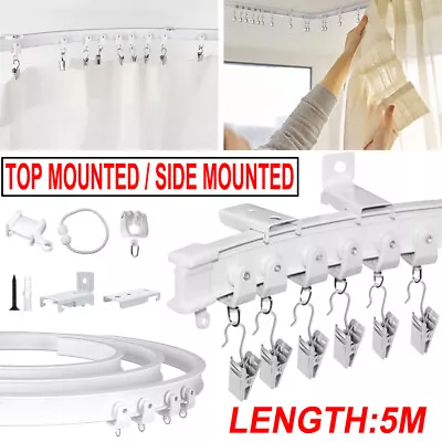 £5.99 • Buy 5m Bendable Flexible Curtain Silent Track Bay Or Straight Windows Ceiling Rail