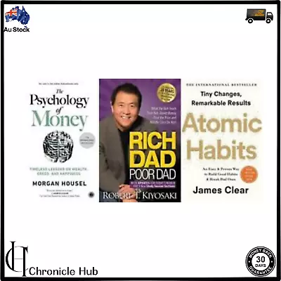 Combo Set Of 3 Books ( Psychology Of Money+ Rich Dad Poor Dad + Atomic Habits) • $56.49