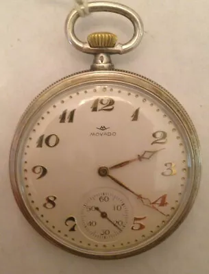 Vintage Movado 16 Size Pocket Watch .900 Silver Case 15 Jewels • $550