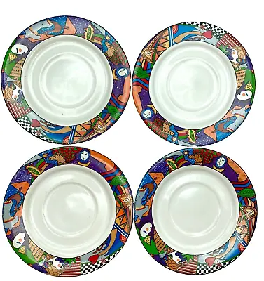 Vintage Metropolitan Saucer Plates Modern Art Deco Vitromaster 6 1/4  Set Of 4 • $24