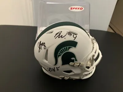 2022 Michigan State Spartans Team Signed WHITE Mini Football Helmet MSU B • $79.99