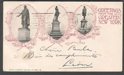 1901 Private Mailing Card NY Madison To Paris Ship SS Kaiser Wilhelm Der Grosse • $7