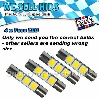 31mm Fuse Type White SUN VISOR VANITY MIRRORS LED LIGHTING SET 4 BULB PACK • £4.99