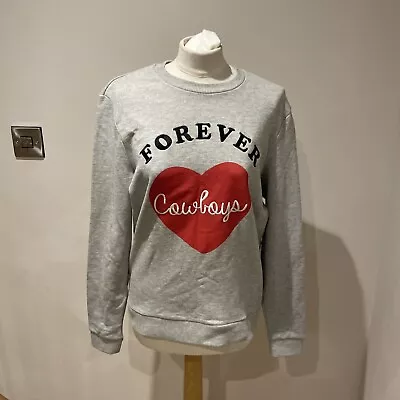 Zoe Karssen Jumper Small 8 10 12 Forever Cowboys Heart Casual Top Grey Casual • £19.99