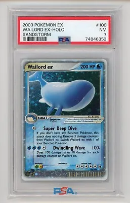 $0.99 • Buy 2003 Pokemon EX Wailord EX - Holo Sandstorm #100/100 PSA 7 NM (CR)