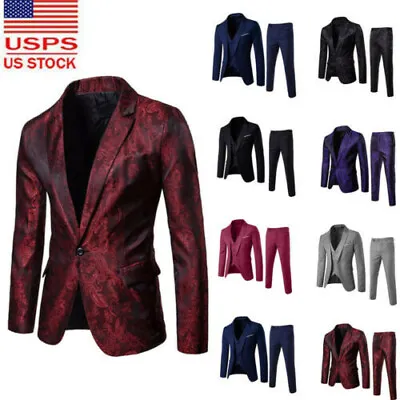 Business Men’s Suit Slim 2/ 3- Suit Blazer Wedding Party Jacket Vest Pant • $52.19