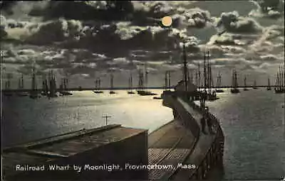 Provincetown Massachusetts MA Cape Cod Railroad Wharf Moonlight C1910 PC • $8.29