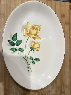 Vintage Canonsburg Pottery Simplicity Platter Yellow Rose Gold Rim 8.5 X 11.5 • $15