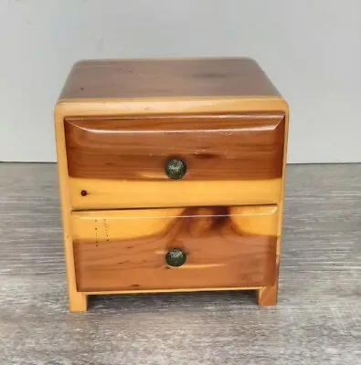 Log Railway 5  Wood Box Chest Jewelry Mini Nightstand 2 Drawer Vtg RARE USA • $32.49