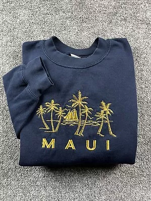 Vintage Maui Hawaii Blue Sweatshirt Mens Large Gilden Nautical Sailing 90s Heavy • $24.99