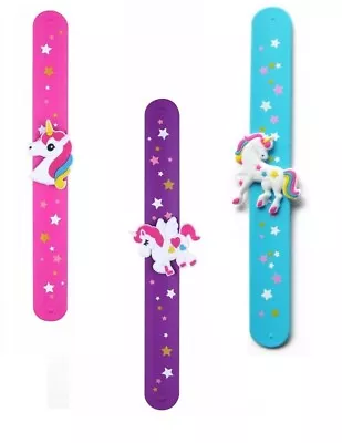 Unicorn Slap Snap Band Bracelet Silicone Wristband Girls Party Bag Fillers Gifts • £2.79