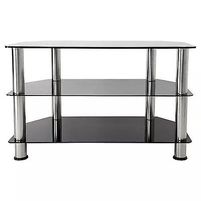 Glass Shelves TV Stand For TVs Up To 37  - Silver/Black • $30.99