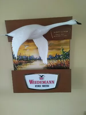 VINTAGE WIEDEMANN BEER 3D SIGN TRUMPETEER SWAN 20x16 • $38