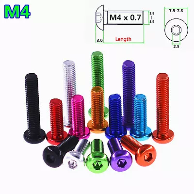 M4 Button Head Allen Hex Screws Aluminum Alloy DIY Computer Case Socket Bolts • £3.23