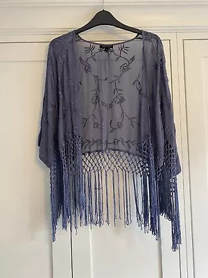 £8.50 • Buy VGC Topshop Floral Embroidered Fringe Kimono - Festival - UK 8