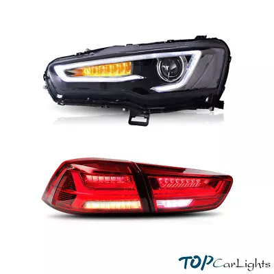 $554.99 • Buy LED Dual Beam Headlights & Red Tail Lights For Mitsubishi Lancer | EVO X 08-17