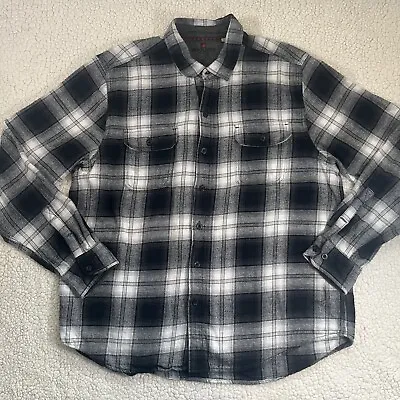 Woolrich Shirt Mens Xlarge Black And White Flannel Button Up Outdoor 100% Cotton • $17.95