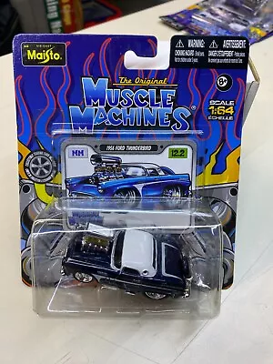 MAISTO MUSCLE MACHINES 1956 FORD THUNDERBIRD DARK BLUE & WHITE TOP 1:64 Scale • $7.99